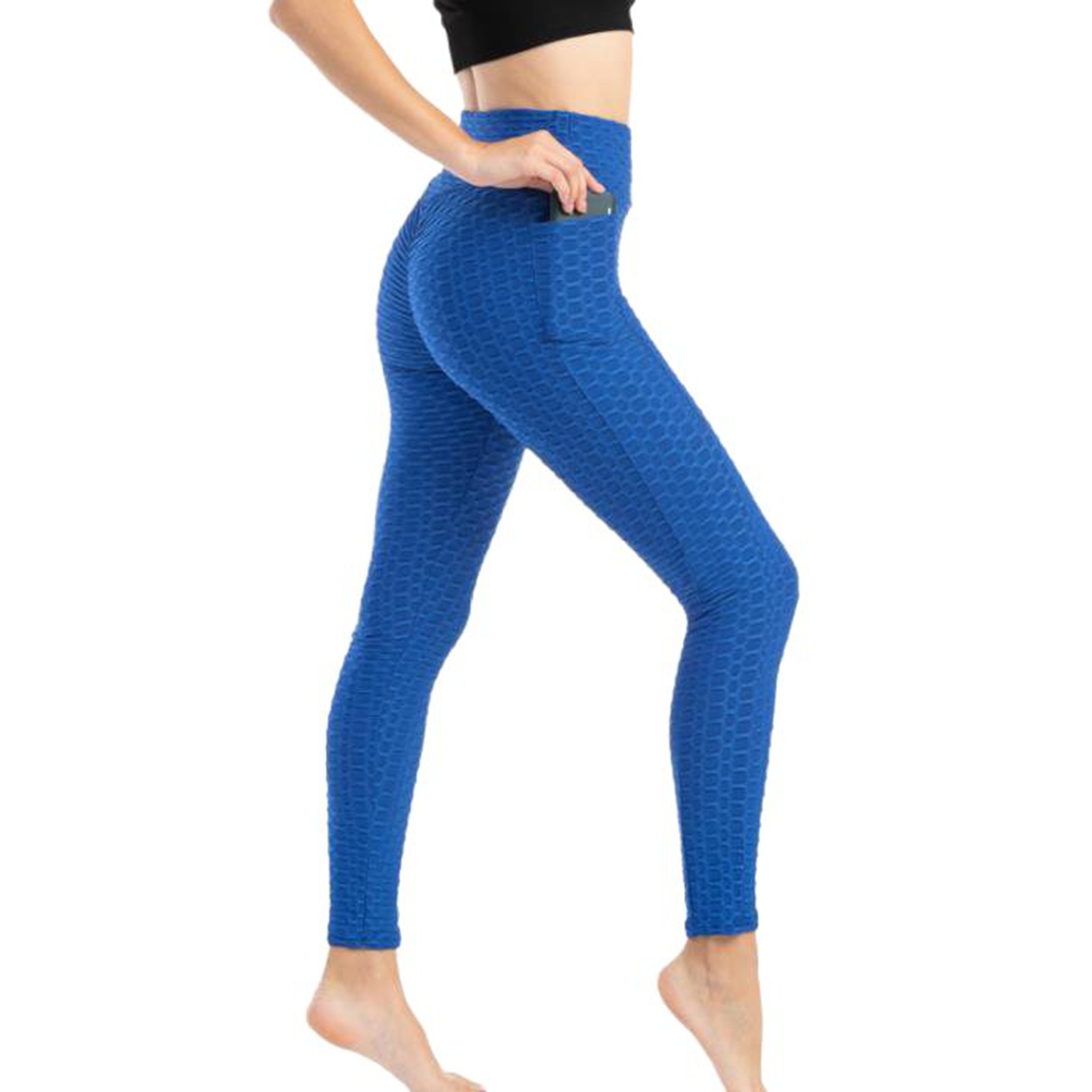 thumbnail image 2 of Pantalones de yoga de cintura alta para mujer: realzan los glúteos, leggings con bolsillos, tejido elástico, ideales para fitness/casual, tallas S-XXL, 2 of 4